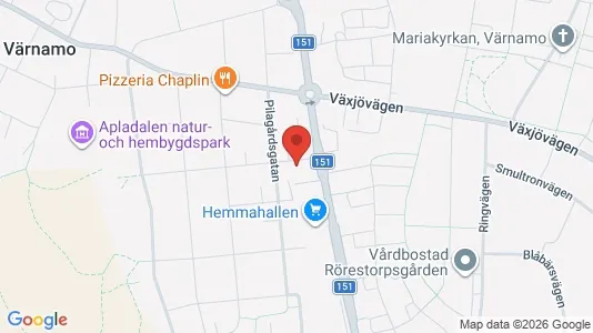 Lägenheter att hyra i Värnamo - kort over placeringen