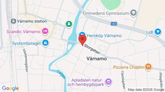 Lägenheter att hyra i Värnamo - kort over placeringen