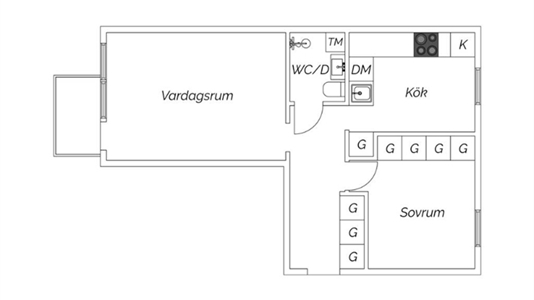 60 m2 lägenhet i Haninge att hyra